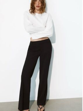 Zara Low Rise Black Straight-Leg Dress Pants size M